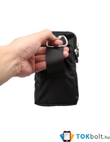 Övre fűzhető 2 rekeszes tok karpánttal maximum 7.0 inches készülékekhez - FEKETE
