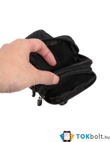 Övre fűzhető 2 rekeszes tok karpánttal maximum 7.0 inches készülékekhez - FEKETE