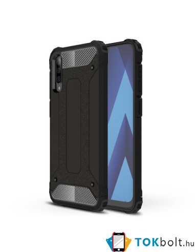 Kemény műanyag és rugalmas TPU hibrid tok Samsung Galaxy A70 telefonhoz - FEKETE