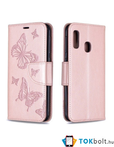 Dombornyomott pillangós telefontok Samsung Galaxy A20e telefonhoz - RÓZSAARANY