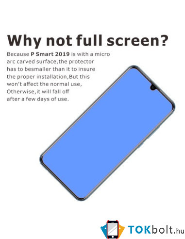 Kijelzővédő karcálló edzett üveg Huawei P Smart (2019) típusú telefonhoz - 2 db
