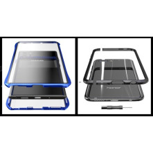 Bat Style mágneses fém keret + Kijelzővédő edzett üveg tok Samsung Galaxy Note 10 Plus készülékhez - FEKETE