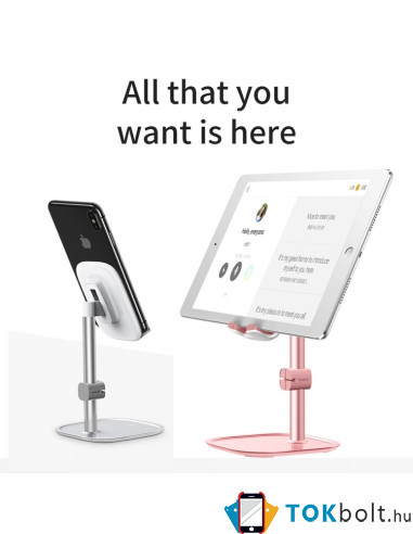 BASEUS univerzális állítható alumínium telefon, tablet tartó állvány - RÓZSAARANY