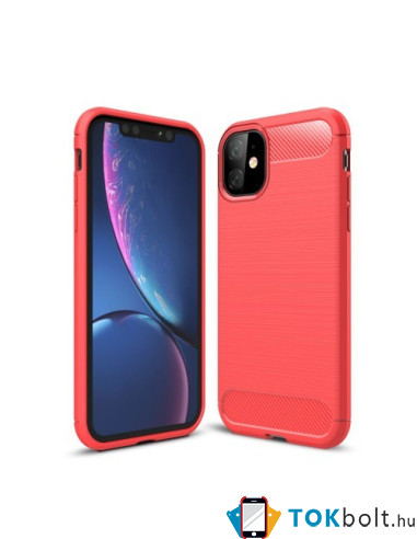 Apple Iphone 11 karbon mintás tok - PIROS