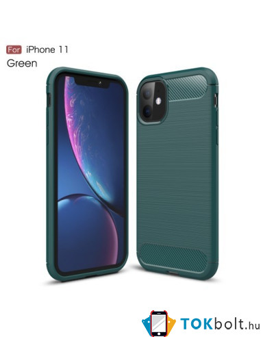 Apple Iphone 11 karbon mintás tok - ZÖLD
