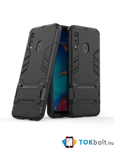 Hibrid tok kemény műanyag és szilikon anyagból Samsung Galaxy A20e telefonhoz - FEKETE