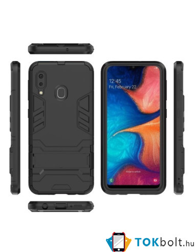 Hibrid tok kemény műanyag és szilikon anyagból Samsung Galaxy A20e telefonhoz - FEKETE
