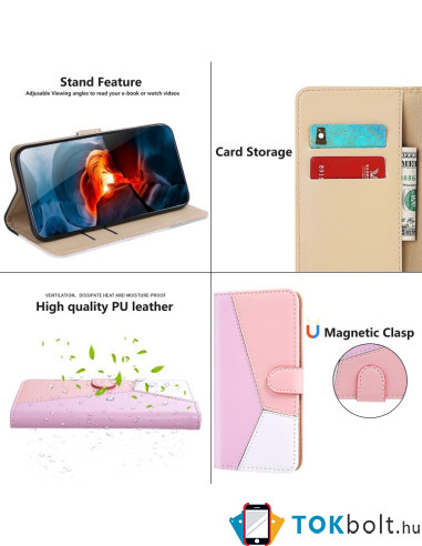 Három színű notesztok Huawei P30 Lite telefonhoz - PINK - RÓZSASZÍN - FEHÉR