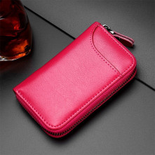 Univerzális bőr övre csatolható cipzáras kulcstartó táska - 12 x 7.5 x 2.5 cm - PINK - T12650
