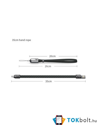 Baseus 2.4A 8 Pin töltőkábel akasztóval - FEKETE - ZÖLD CSÍKOS