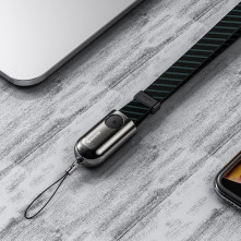 Baseus 2.4A 8 Pin töltőkábel akasztóval - FEKETE - ZÖLD CSÍKOS