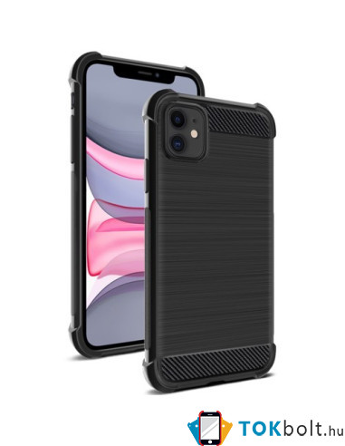 IMAK Vega karbon mintás ütésálló tok Apple iPhone 11 készülékhez - FEKETE