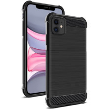 IMAK Vega karbon mintás ütésálló tok Apple iPhone 11 készülékhez - FEKETE