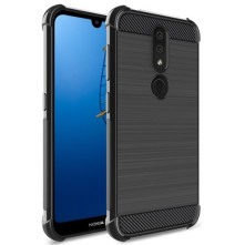 IMAK Vega karbon mintás ütésálló tok Nokia 4.2 készülékhez - FEKETE