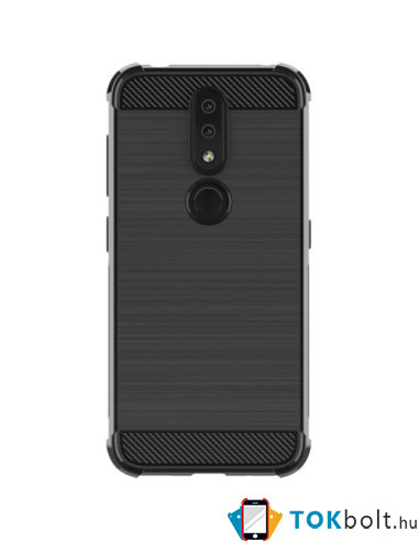 IMAK Vega karbon mintás ütésálló tok Nokia 4.2 készülékhez - FEKETE