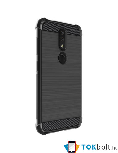 IMAK Vega karbon mintás ütésálló tok Nokia 4.2 készülékhez - FEKETE