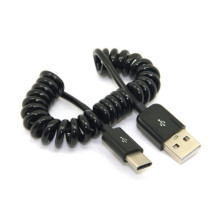 USB Type-C csavart töltőkábel, adatkábel, kitűnő autóba - FEKETE