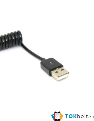 USB Type-C csavart töltőkábel, adatkábel, kitűnő autóba - FEKETE