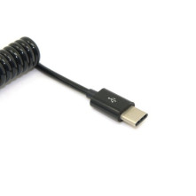 USB Type-C csavart töltőkábel, adatkábel, kitűnő autóba - FEKETE