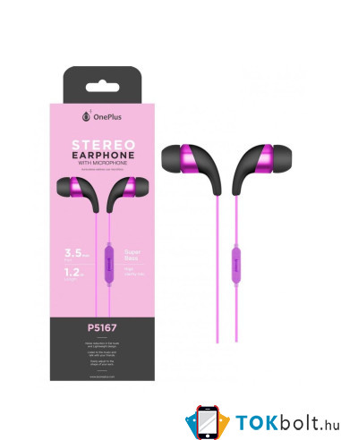 OnePlus P5167 fekete-lila csomagolt stereo headset