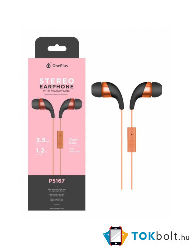 OnePlus P5167 fekete-narancs csomagolt stereo headset
