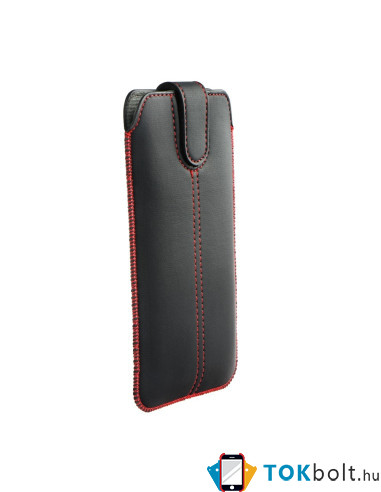 Forcell fekete műbőr ultra vékony beledugós tok - 8,5 x 16 cm