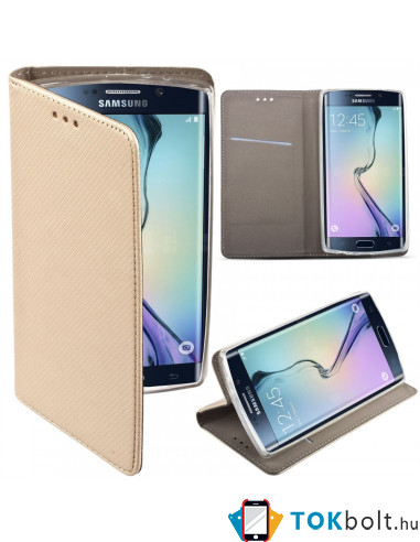 Huawei P Smart 2019 / Honor 10 Lite mágneses szilikon keretes könyvtok - GL - ARANY