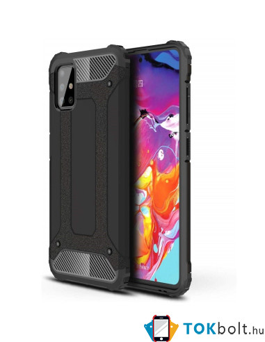 Kemény műanyag és rugalmas TPU hibrid tok Samsung Galaxy A51 telefonhoz - FEKETE