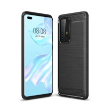 Huawei P40 Pro karbon mintás tok - FEKETE