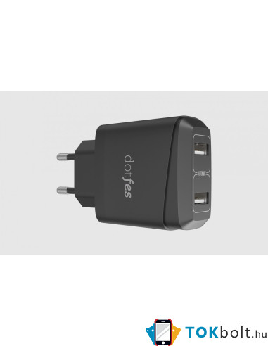 Dotfes C07 2 usb portos fekete hálózati töltőfej 2.4A