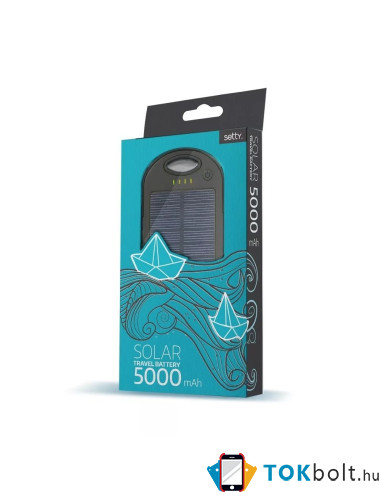 Setty Solar 2USB napelemes fekete power bank 5000mAh