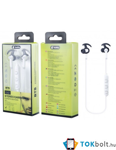 OnePlus C4521 fehér stereo bluetooth headset mikrofonnal