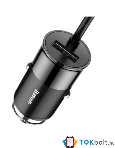 BASEUS hátsó ülésekig is elérő 1.5 méteres 4 USB csatlakozású telefon autós töltő - FEKETE