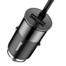 BASEUS hátsó ülésekig is elérő 1.5 méteres 4 USB csatlakozású telefon autós töltő - FEKETE