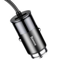 BASEUS hátsó ülésekig is elérő 1.5 méteres 4 USB csatlakozású telefon autós töltő - FEKETE