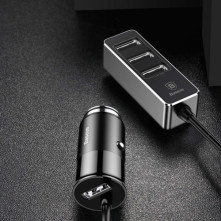 BASEUS hátsó ülésekig is elérő 1.5 méteres 4 USB csatlakozású telefon autós töltő - FEKETE