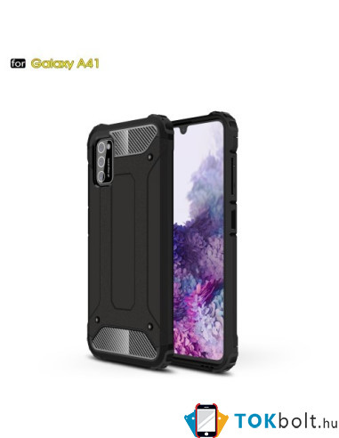 Kemény műanyag és rugalmas TPU hibrid tok Samsung Galaxy A41 telefonhoz - FEKETE