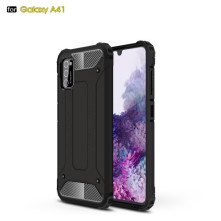 Kemény műanyag és rugalmas TPU hibrid tok Samsung Galaxy A41 telefonhoz - FEKETE
