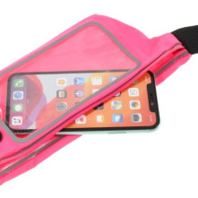Derékra csatolható átlátszó ablakos rugalmas tok sportoláshoz, futáshoz - 6.5 inch - PINK