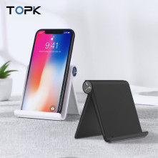TOPK összecsukható hordozható mobiltelefon, tablet asztali tartó - FEKETE
