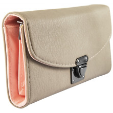 Damen Clutch nagyméretű női kapcsos pénztárca - 20x10 cm - BÉZS - 3010046-001