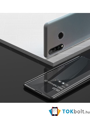 Flip telefontok átlátszó előlappal Huawei P30 Lite / P30 Lite New Edition készülékhez - FEKETE