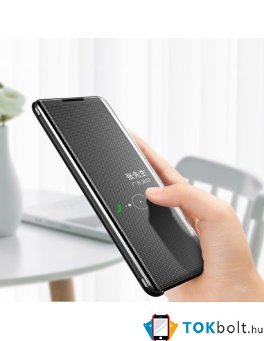 Flip telefontok átlátszó előlappal Huawei P30 Lite / P30 Lite New Edition készülékhez - FEKETE