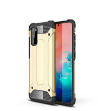 Kemény műanyag és rugalmas TPU hibrid tok Samsung Galaxy S20 telefonhoz - ARANY