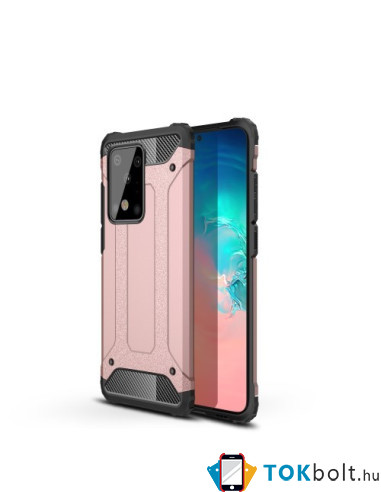 Kemény műanyag és rugalmas TPU hibrid tok Samsung Galaxy S20 Ultra telefonhoz - RÓZSAARANY