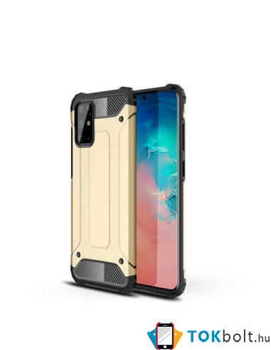 Kemény műanyag és rugalmas TPU hibrid tok Samsung Galaxy S20 Plus telefonhoz - ARANY