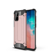 Kemény műanyag és rugalmas TPU hibrid tok Samsung Galaxy S20 Plus telefonhoz - RÓZSAARANY