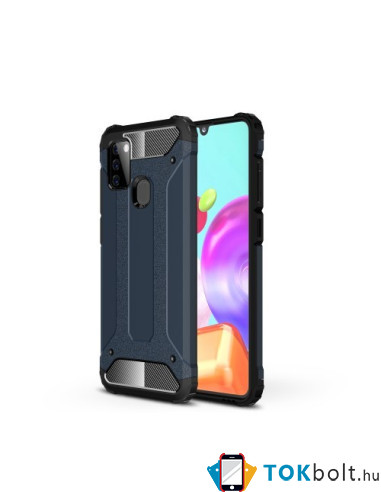 Kemény műanyag és rugalmas TPU hibrid tok Samsung Galaxy A21s telefonhoz - KÉK