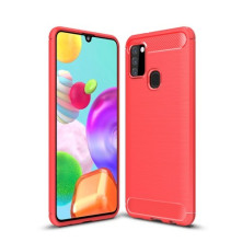 Samsung Galaxy A21s karbon mintás tok - PIROS