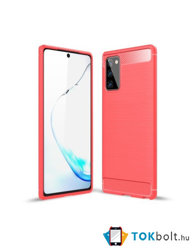 Samsung Galaxy Note 20 karbon mintás tok - PIROS